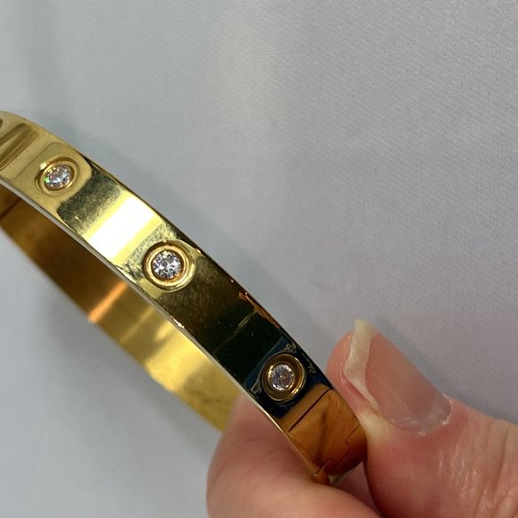 Mixed Lot of 6 Gold Tone Bangle Bracelets Textured Rhinestones Stackable - Picture 7 of 11